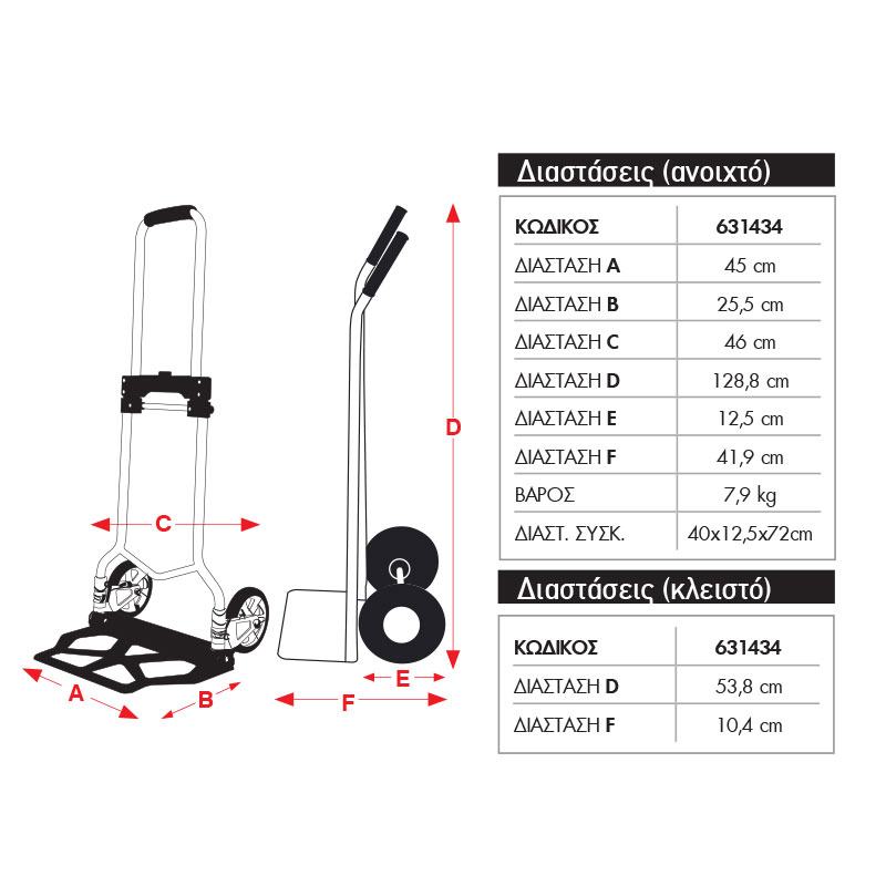 ΚΑΡΟΤΣΙ/ΠΛΑΤΦΟΡΜΑ ΜΕΤΑΦΟΡΑΣ ΠΤΥΣΣΟΜΕΝΟ 75 KG/150 KG - 2 ΤΡΟΧΟΙ TPR Φ 125 mm ΚΑΙ 2 ΤΡΟΧΟΙ PP ΠΕΡΙΣΤΡΕΦΟΜΕΝΟΙ Φ 80 mm - 631434 - EXPRESS