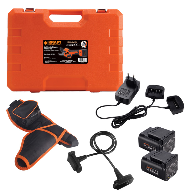 ΨΑΛΙΔΙΑ ΚΛΑΔΕΜΑΤΟΣ ΜΠΑΤΑΡΙΑΣ ΛΙΘΙΟΥ | 25,2 V | 2x4.0 Ah | Φ45 ΜΜ | - 691141 - KRAFT