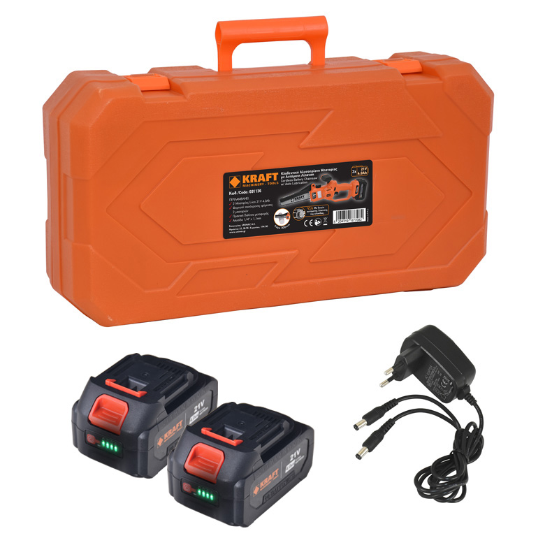 ΚΛΑΔΕΥΤΙΚΟ ΑΛΥΣΟΠΡΙΟΝΟ ΜΠΑΤΑΡΙΑΣ ΒΑΡΕΩΣ ΤΥΠΟΥ 200 mm 21 V 2x4 Ah -  691136  -  KRAFT