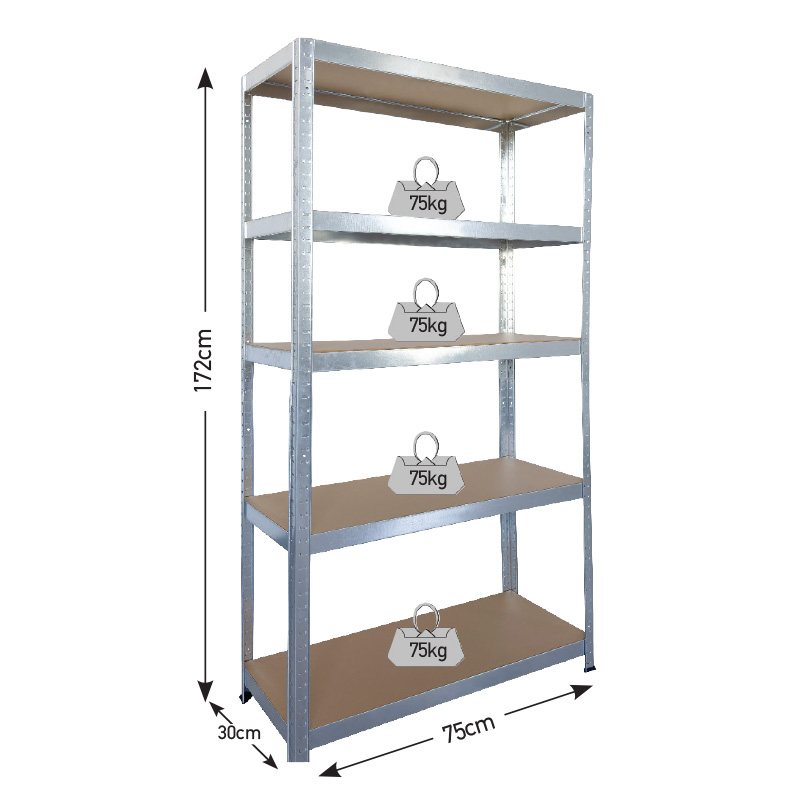 ΡΑΦΙΕΡΑ ΜΕΤΑΛΛΙΚΗ 75x30x172 ΓΑΛΒ. 75kg 5 ΡΑΦΙΑ MDF - 610417 - UNIMAC