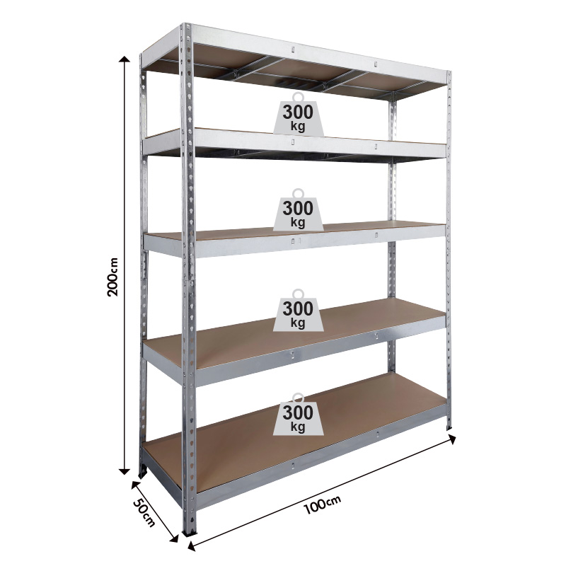 ΡΑΦΙΕΡΑ ΜΕΤΑΛΛΙΚΗ 100x50x200 ΓΑΛΒ. 300kg 5 ΡΑΦΙΑ MDF - 610418 - UNIMAC